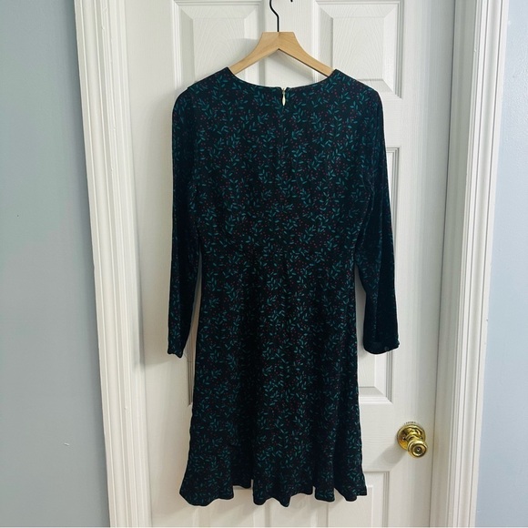 Draper James Dress Mini Long Sleeve Floral Black Green Dainty Work 4 Small - Picture 5 of 8
